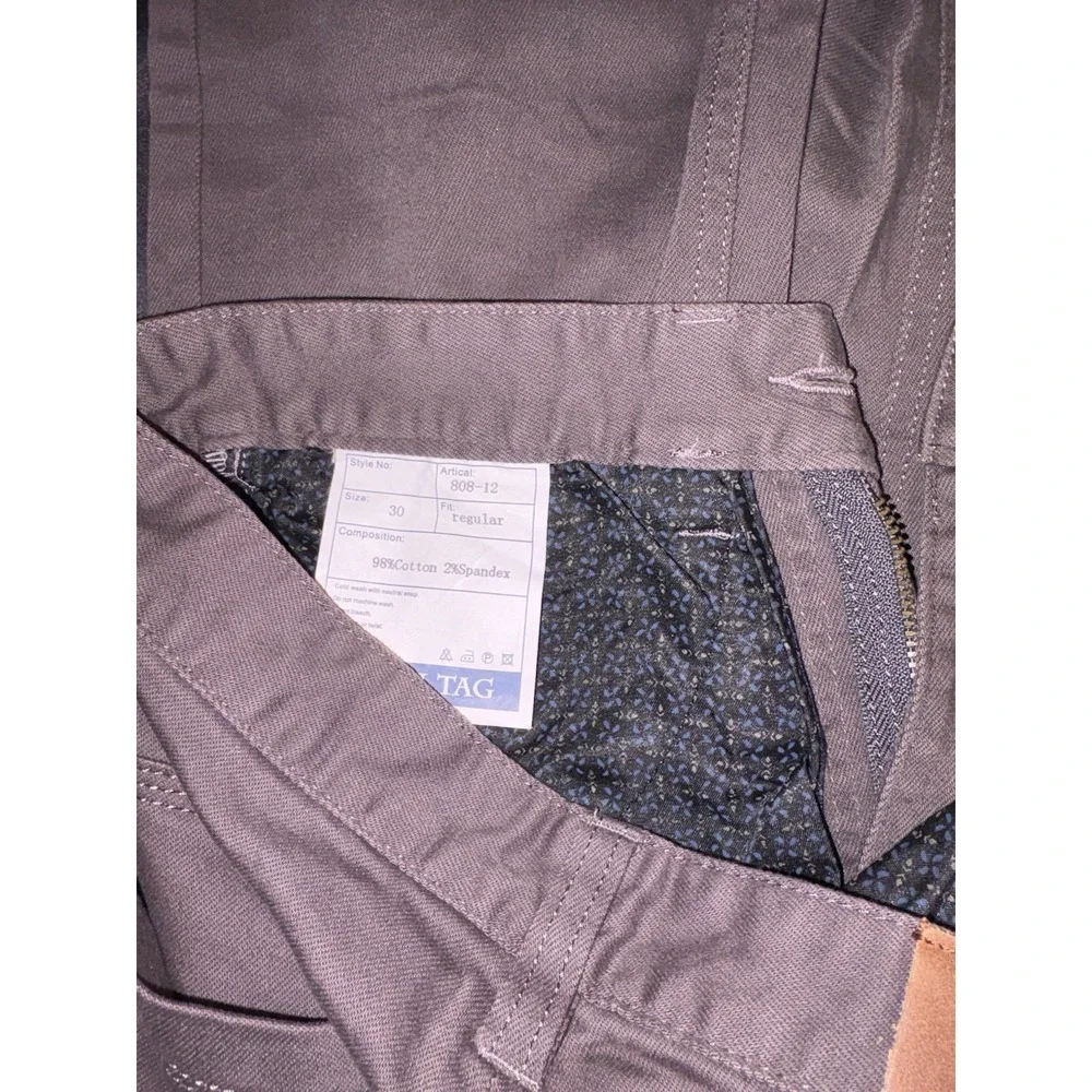 Royal Tag Men's Gray Stretch Chino Pants Regular Fit Straight Leg 30 Waist
